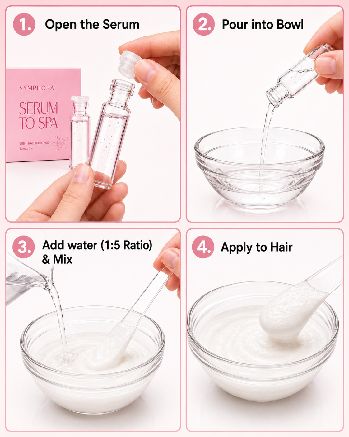 Symphora Serum to Spa Hair Spa Treatment with Hyaluronic Acid | Deep Repair & Intense Hydration | 5 x 5ml Ampoules