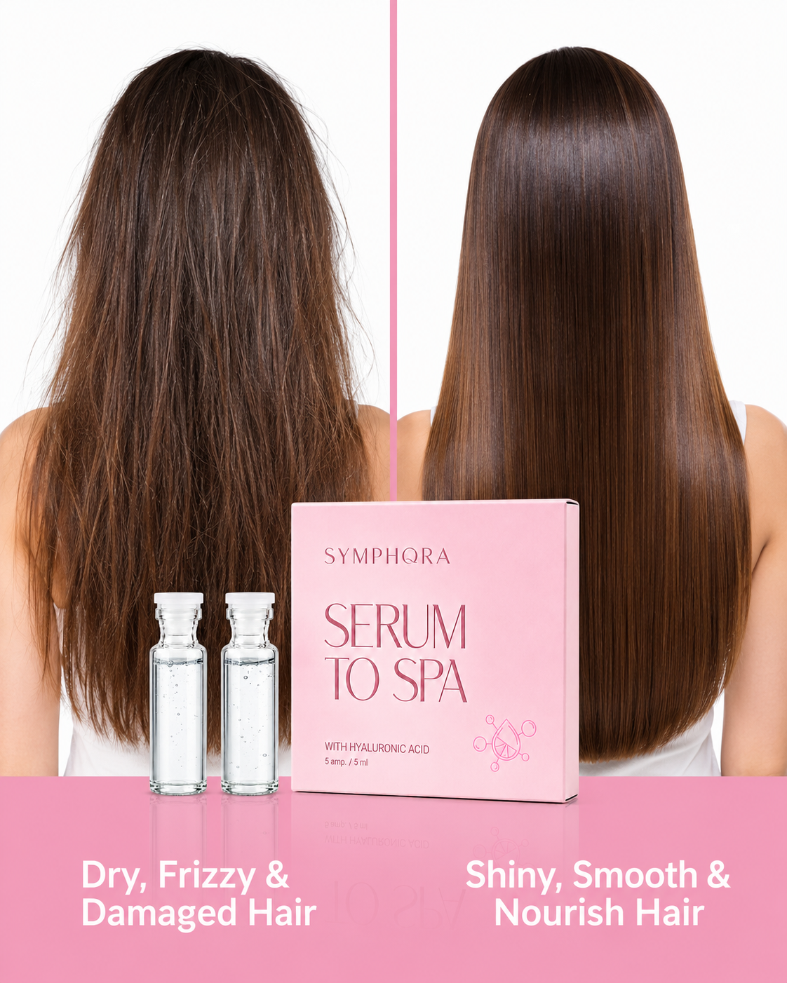 Symphora Serum to Spa Hair Spa Treatment with Hyaluronic Acid | Deep Repair & Intense Hydration | 5 x 5ml Ampoules